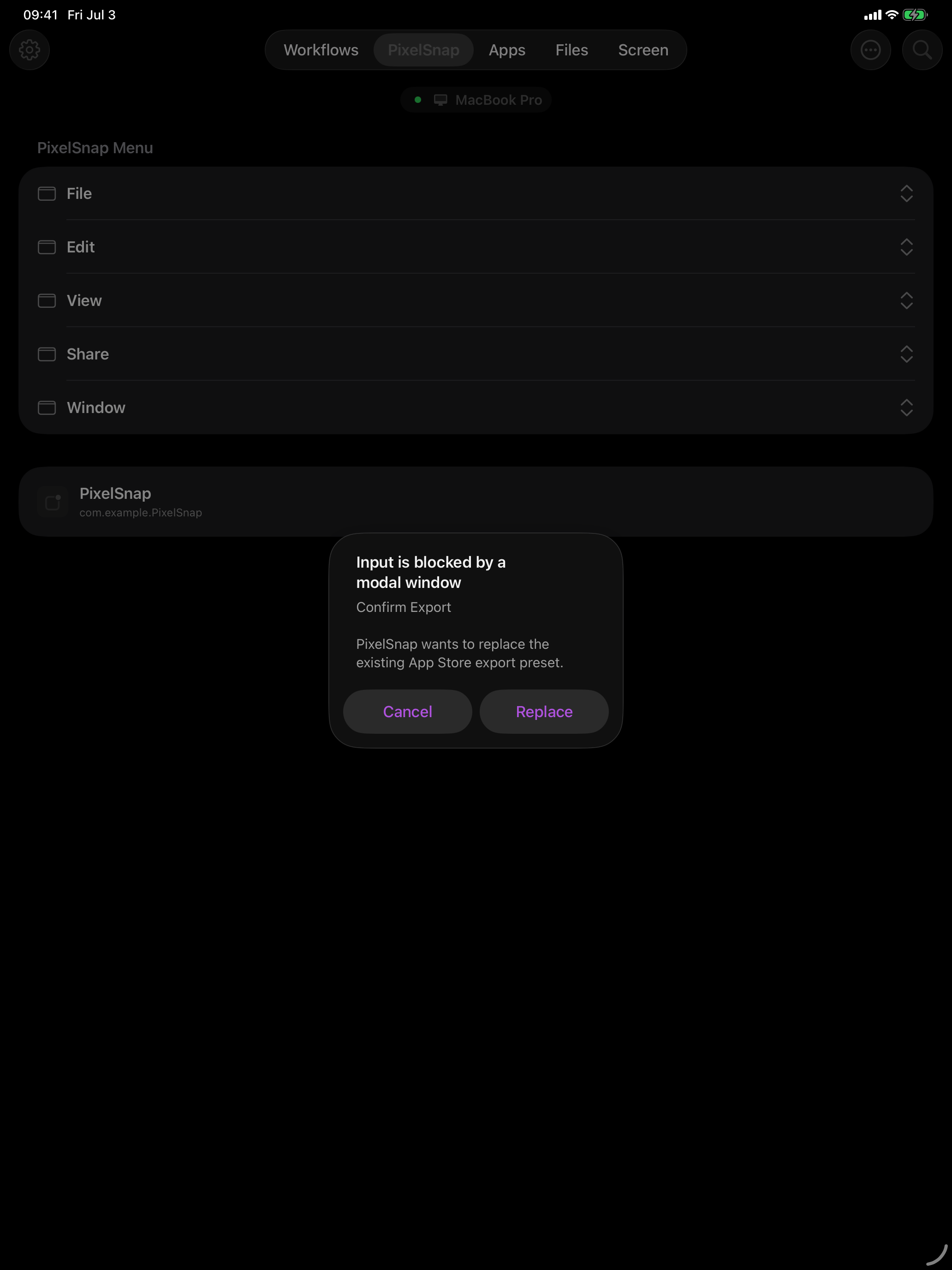 Cuevello modal blocker screen on iPad